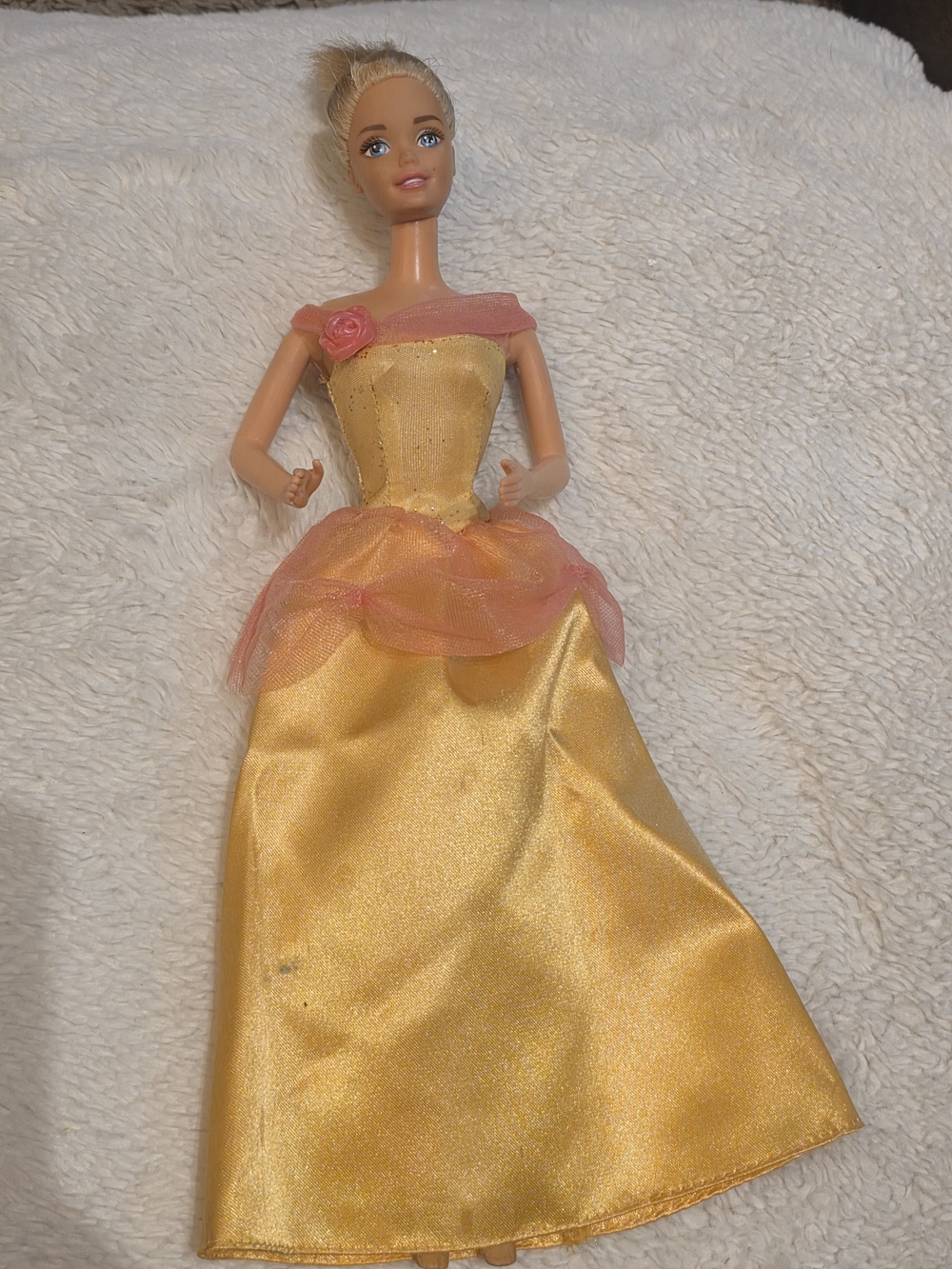 Disney Belle Barbie Replacement Dress Yellow, Flower, Glitter